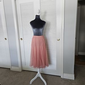 Ultra Pink Tulle Overlay skirt polka Dots Elastic Waist flare knee length XL
